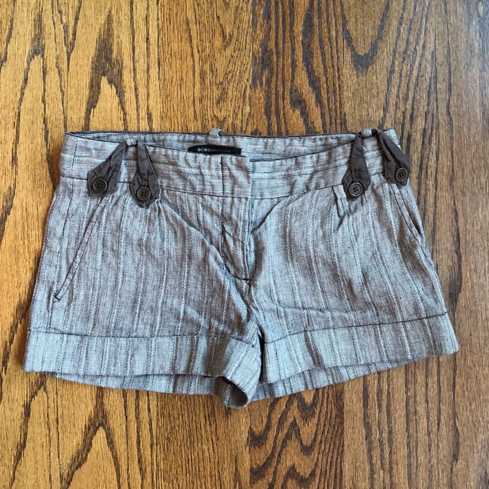 BCBG Max Azria Brown Twill Accented Shorts